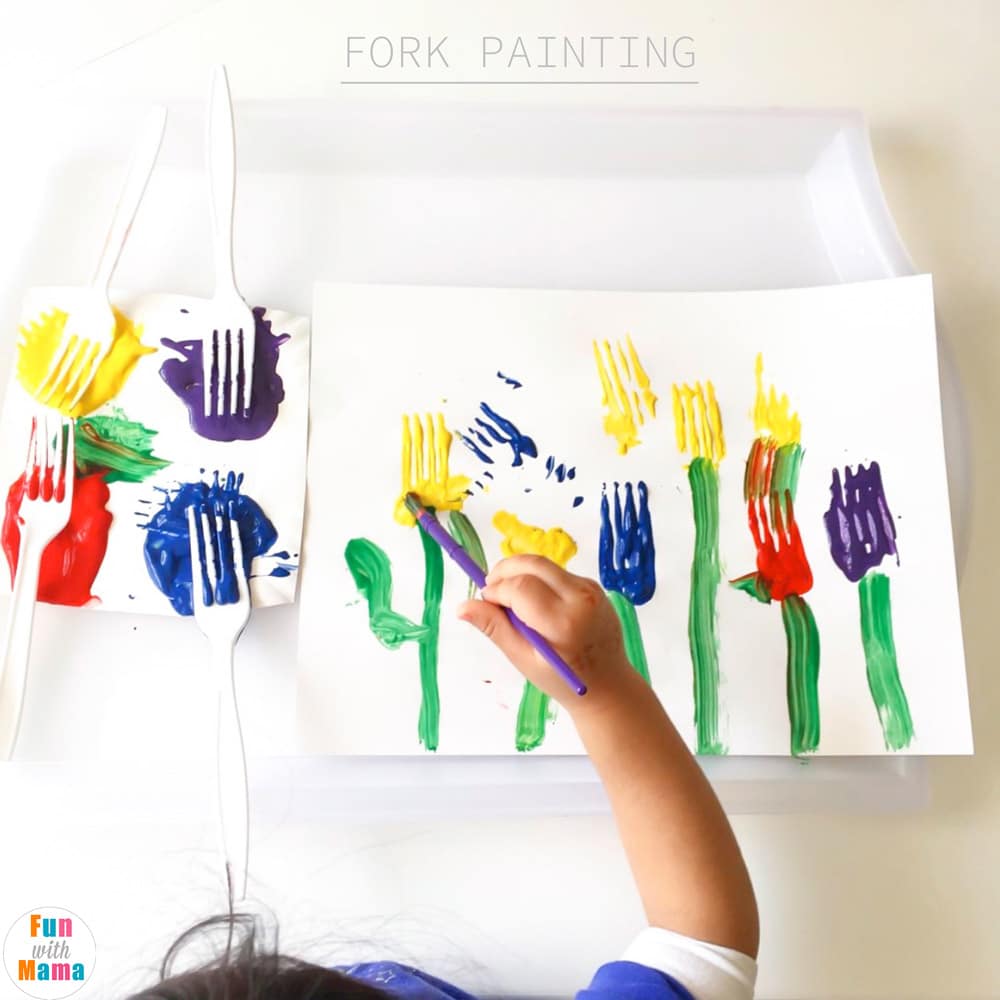 fork art painting for kids 