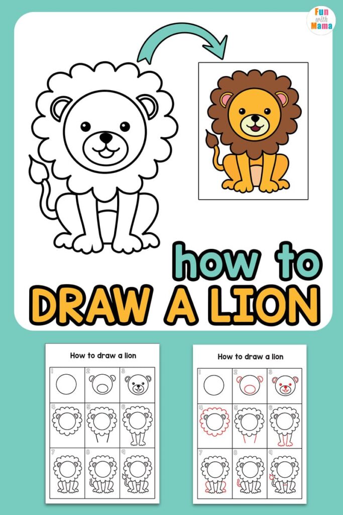 How To Draw A Lion Easy Cartoon Drawing  Fun with Mama