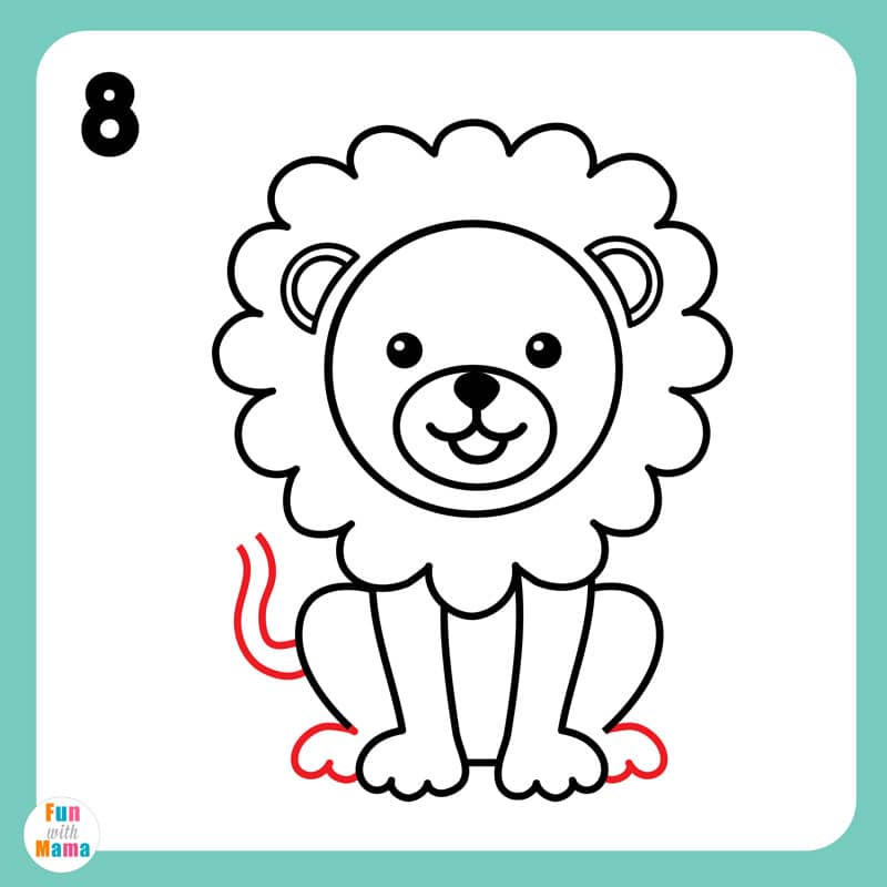 drawing lion paws and a lion tail