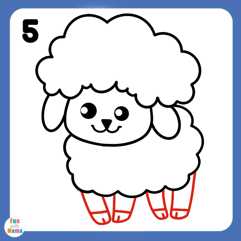step five for drawing the sheeps legs 