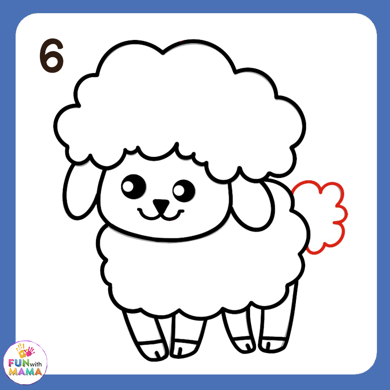 step six to draw the tail of the sheep