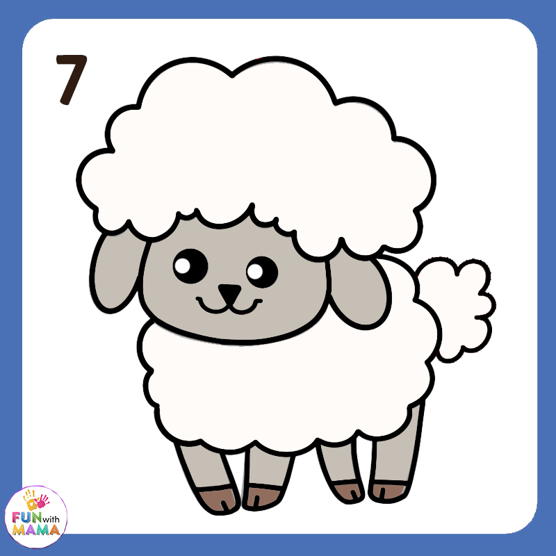 step seven to color in the sheep 