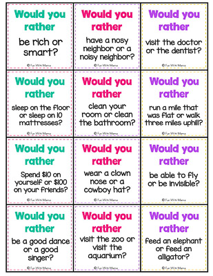 Funny Would You Rather Cards for Kids