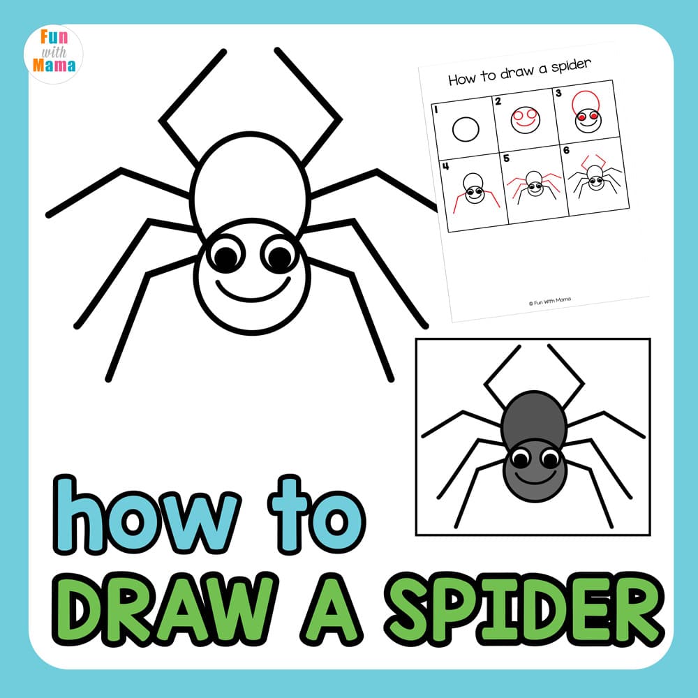 how to draw a spider activity for kids 