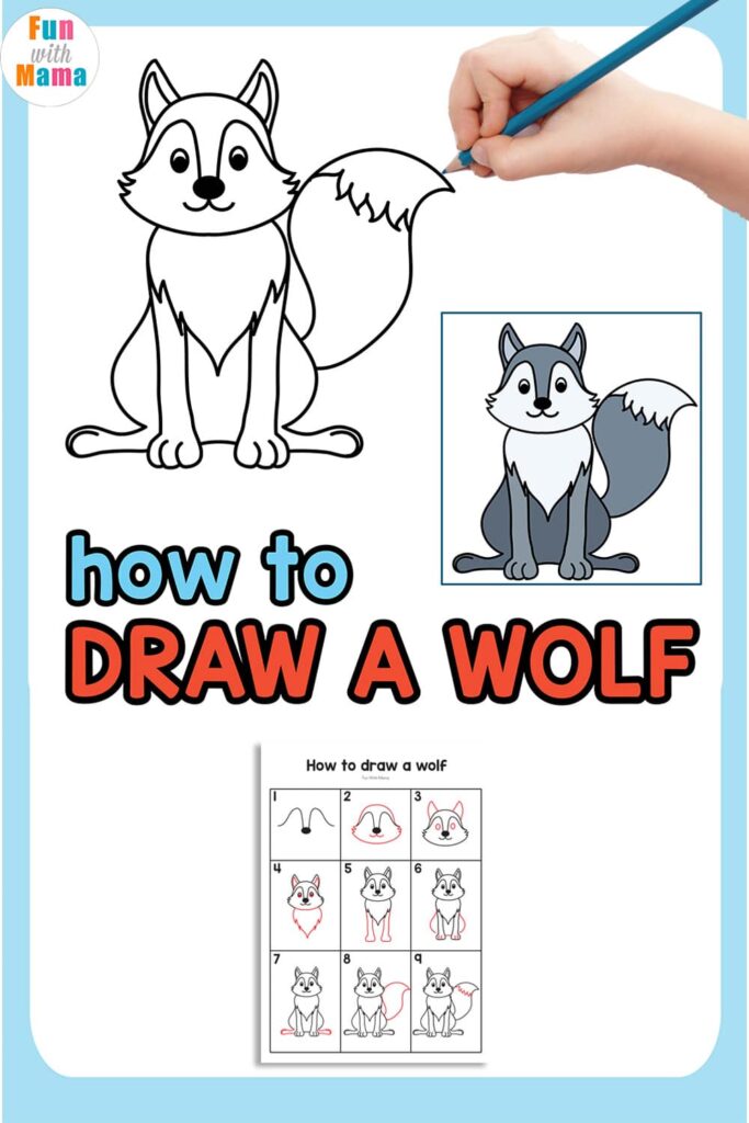how to draw a wolf pinnable image