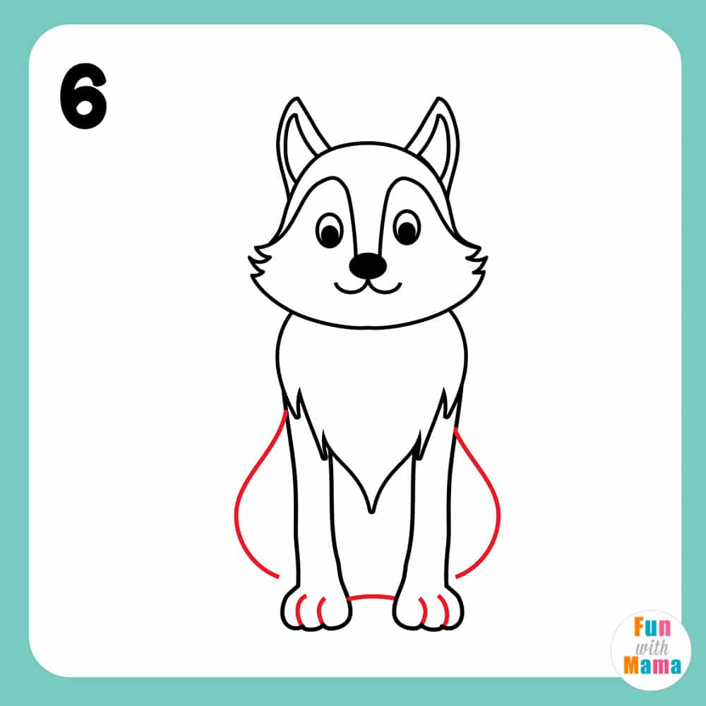 step six draw the body of the wolf 
