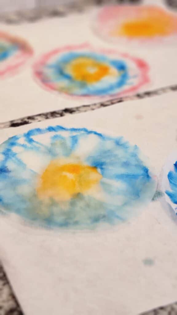creating flowers with coffee filters 