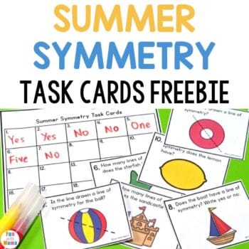 symmetry cards for kids that are summer focused
