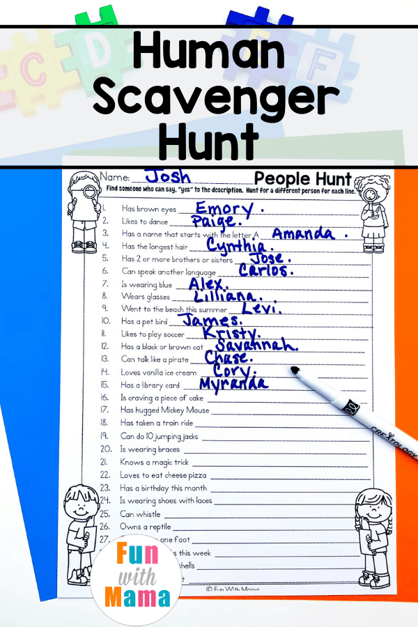 Human Scavenger Hunt Questions