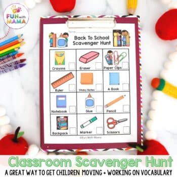 printable back to school scavenger hunt with pictures