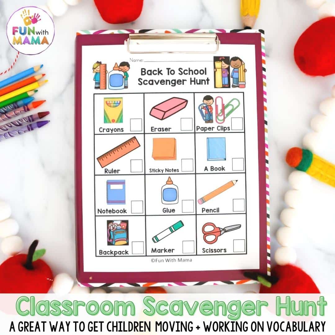 School Supplies Scavenger Hunt: Free Printable Activity for Preschool -  Discovering Mommyhood