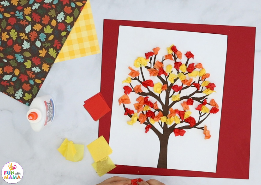 using tissue paper to make fall leaves
