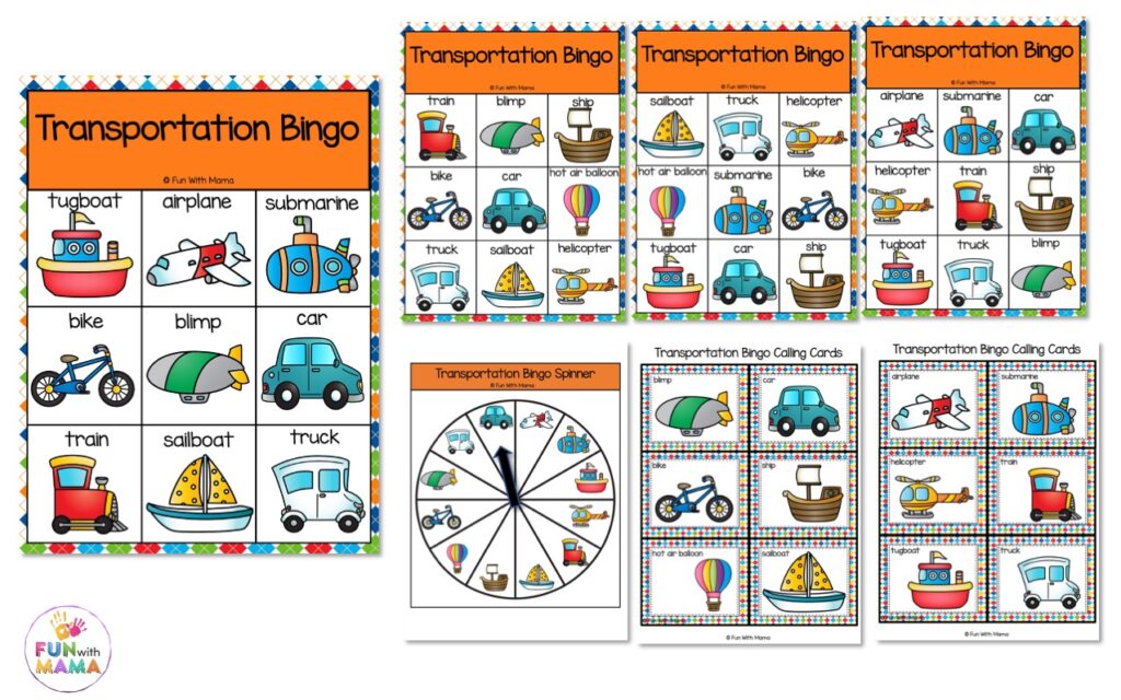 transportation bingo game 