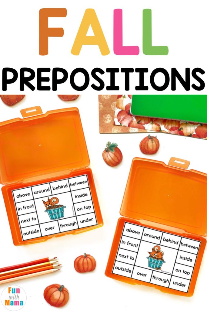 fall prepositions pin image for clip cards