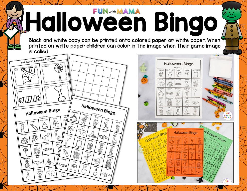 black and white halloween bingo cards 