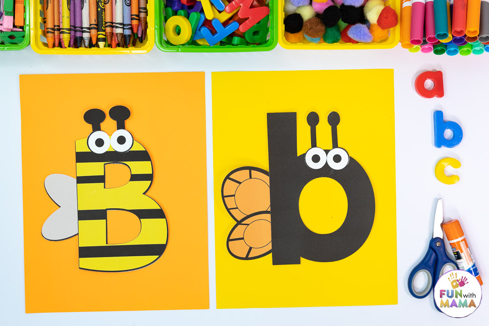 letter b craft showing a bee and a butterfly