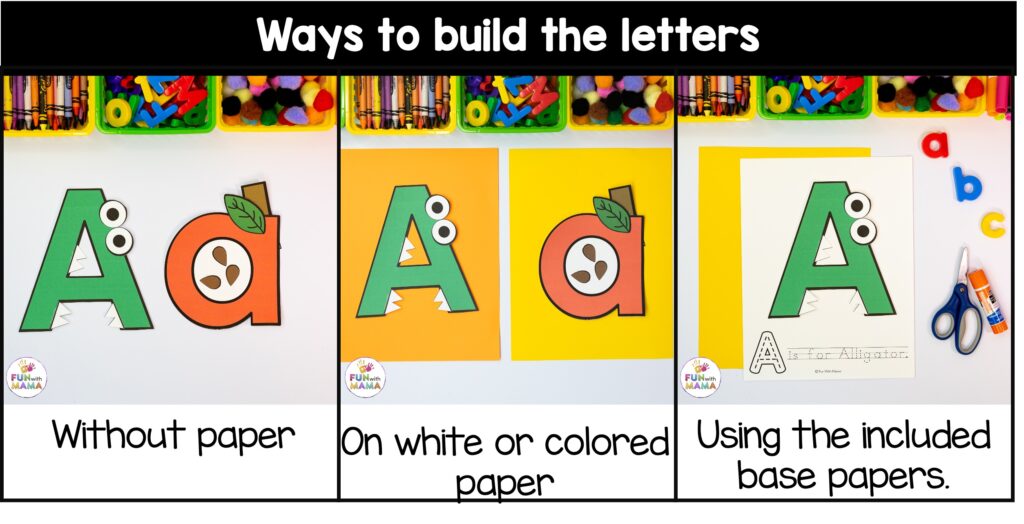 showing ways to build the letter crafts 