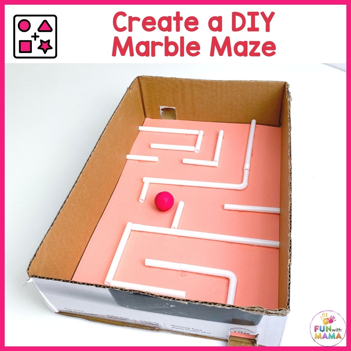 a marble maze using a box, straws and a marble.
