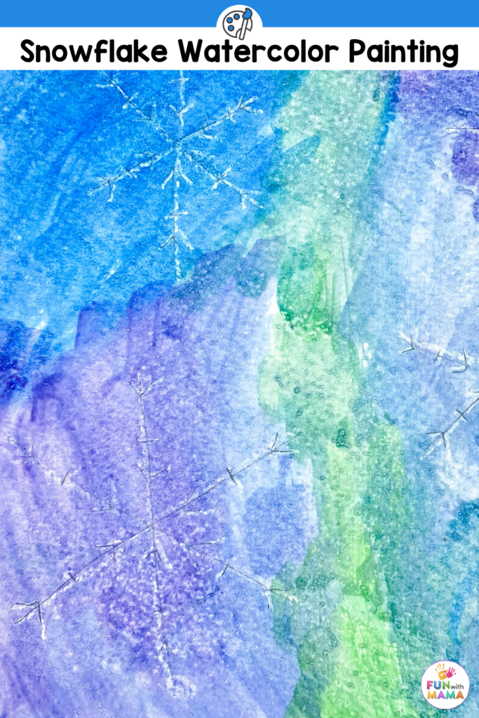 snowflake watercolor painting pin