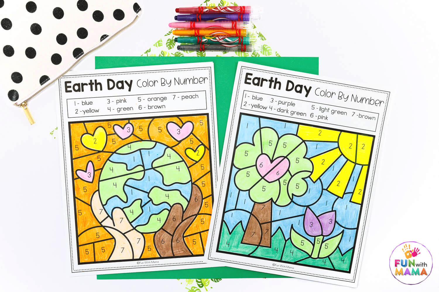earth day color by number printable earth and hands