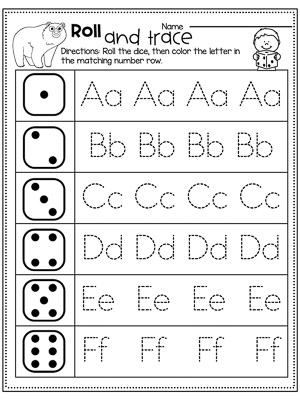 roll and trace worksheet