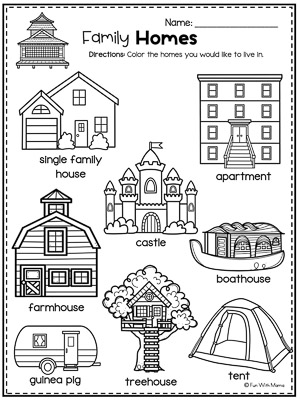 family homes worksheet