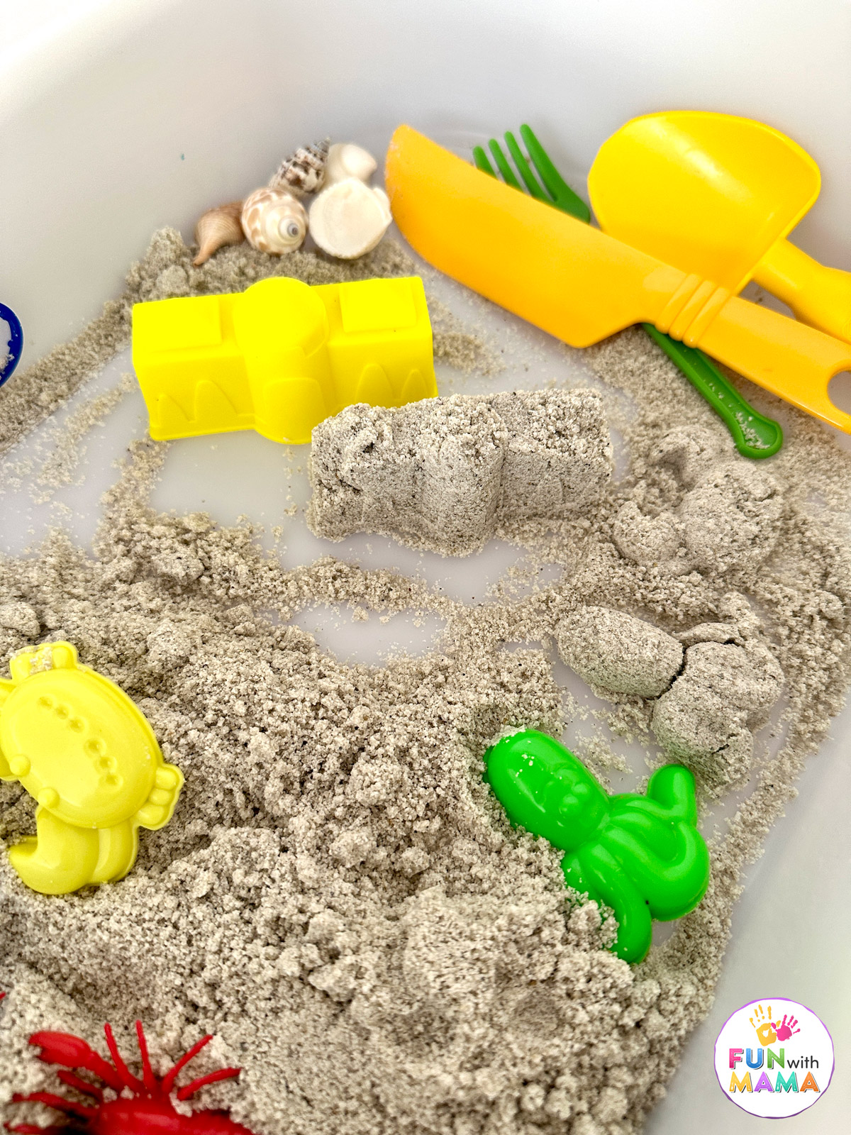 Easy DIY Kinetic Sand Recipe Tutorial + 10 Activities - Fun with Mama