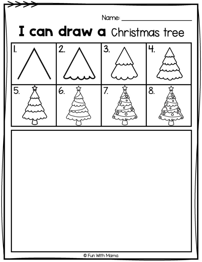 how to draw a christmas tree printable