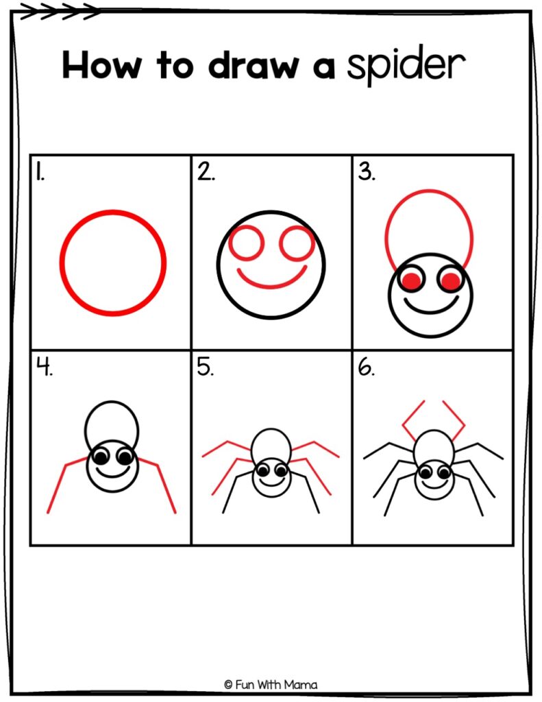 how to draw a spider printable