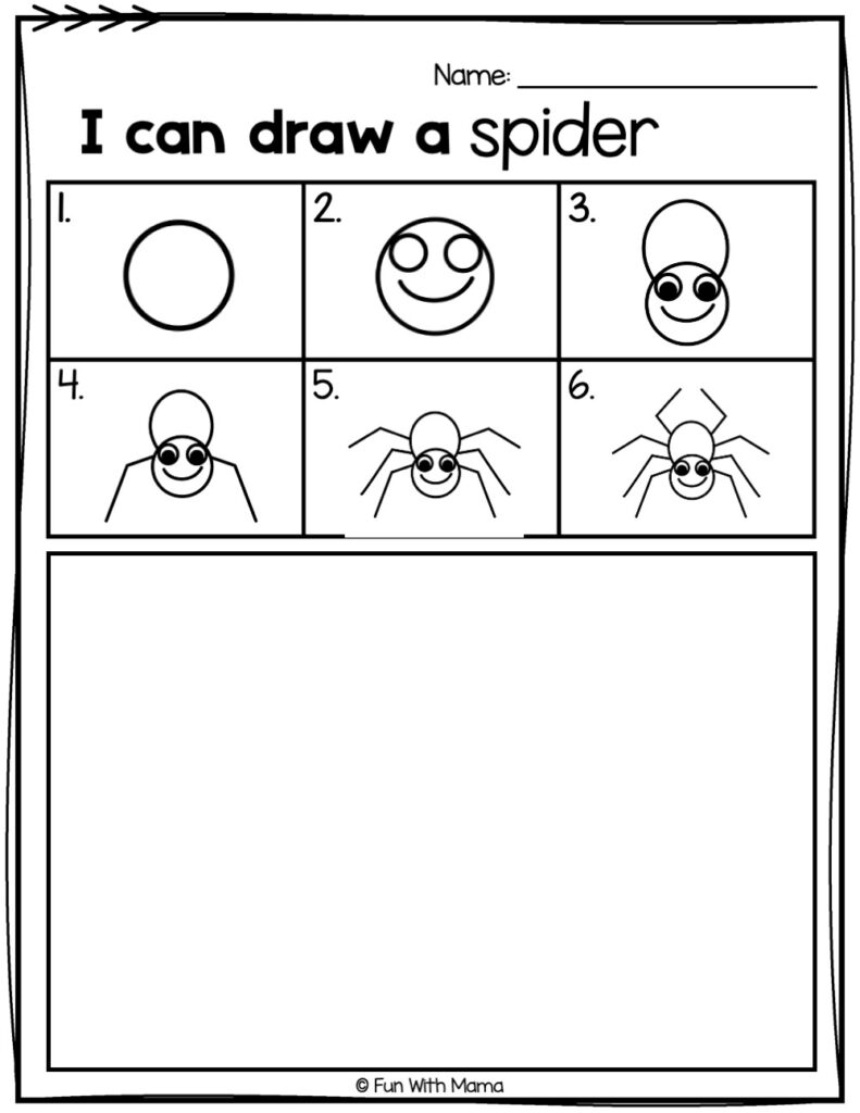 how to draw a spider worksheet