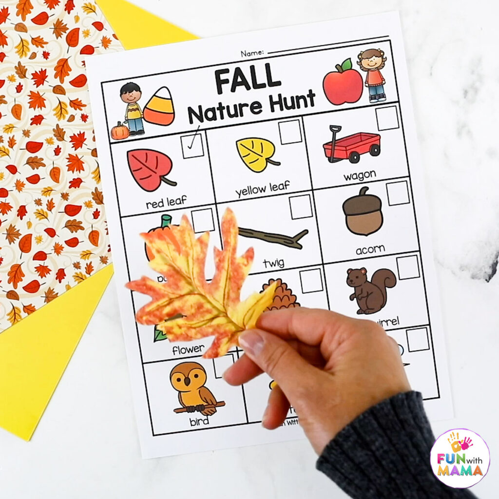 fall nature hunt for preschool