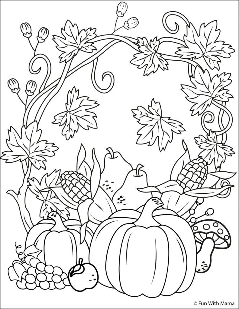 9 FREE Fall Coloring Pages (Autumn Printables) - Fun with Mama