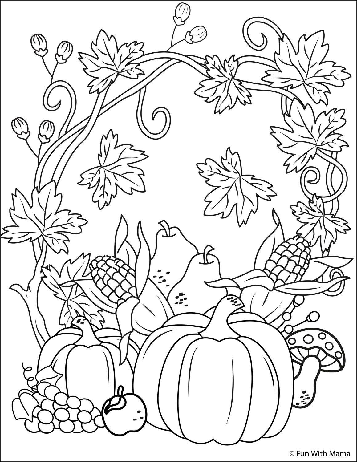 fall themed coloring page