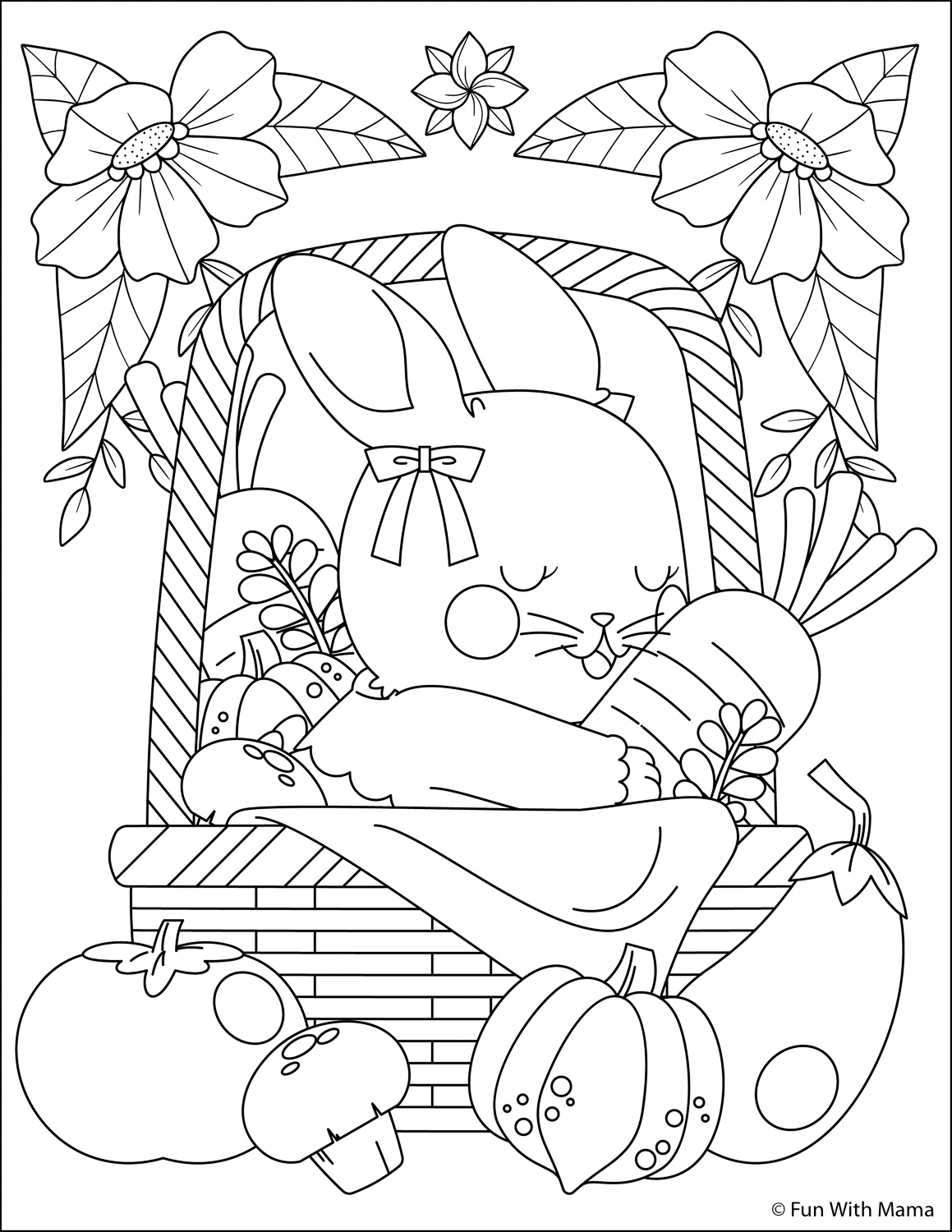 rabbit themed autumn coloring pages
