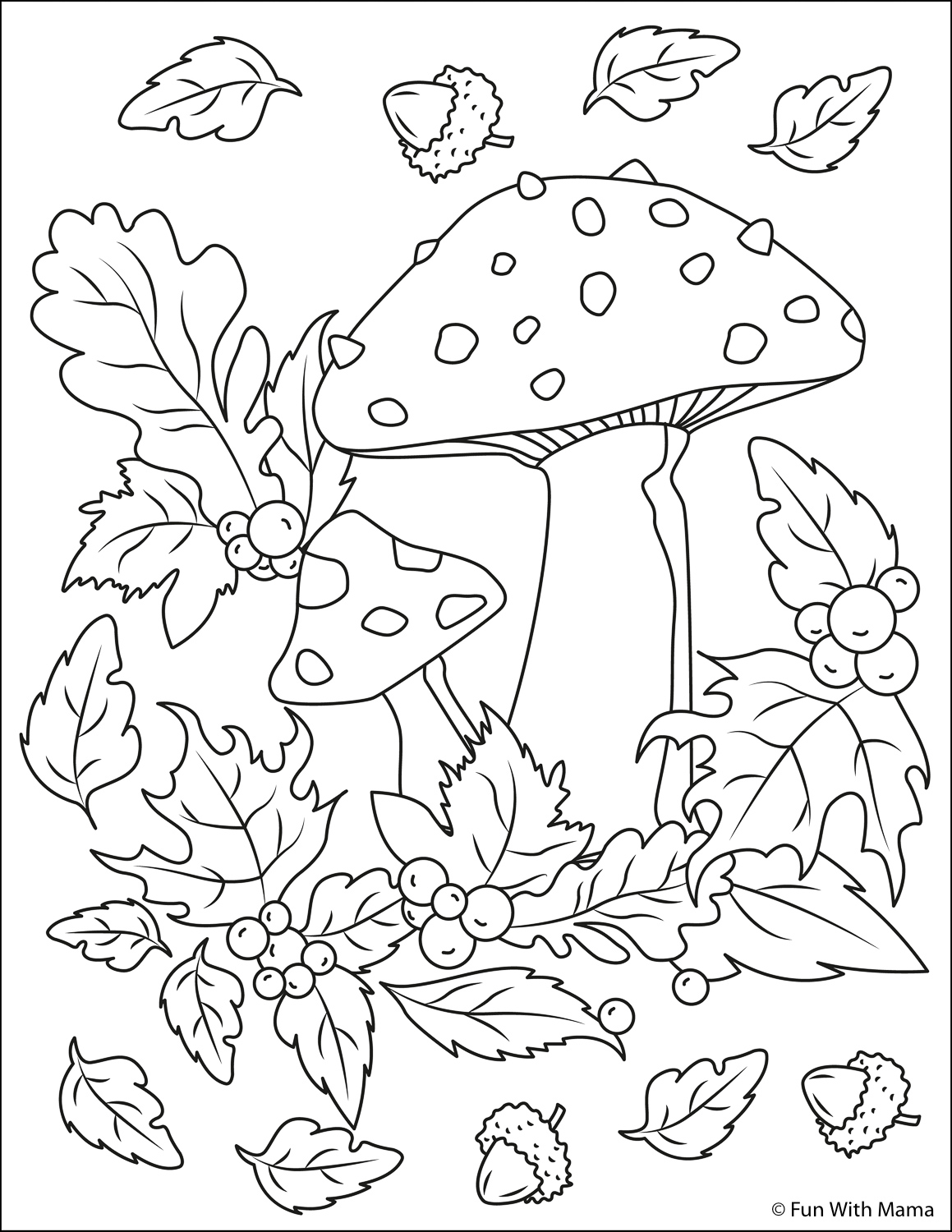 fall leaves coloring page