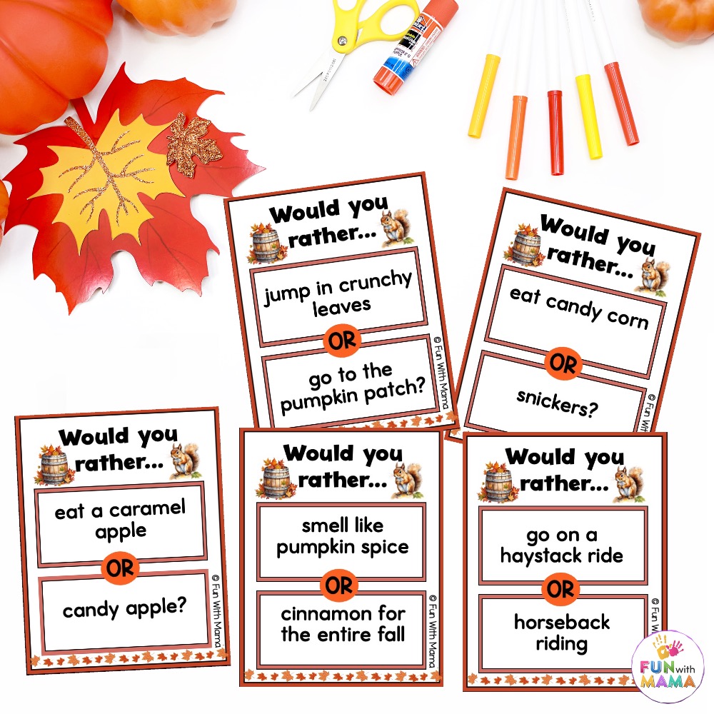 fall would you rather questions cards