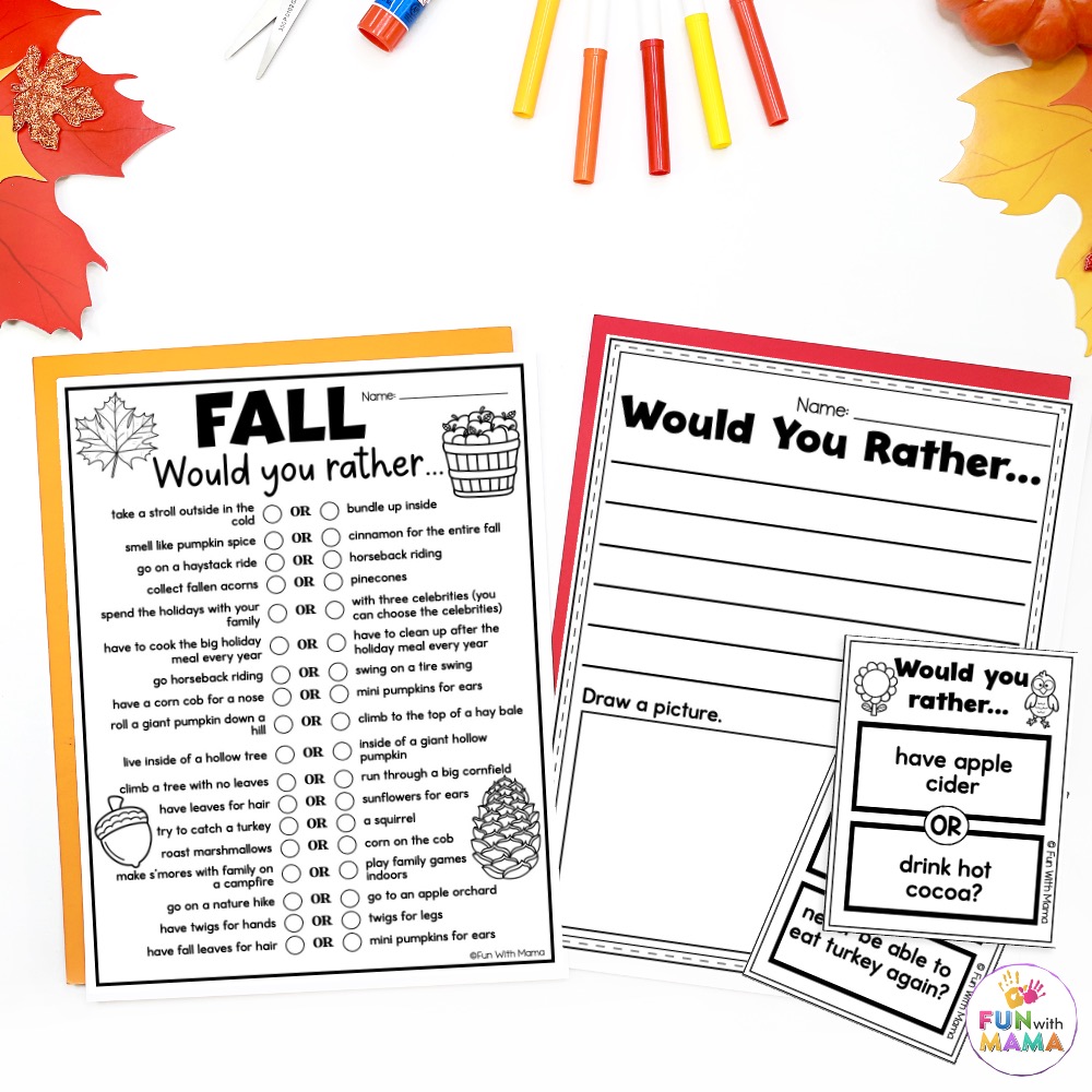 fall would you rather worksheets
