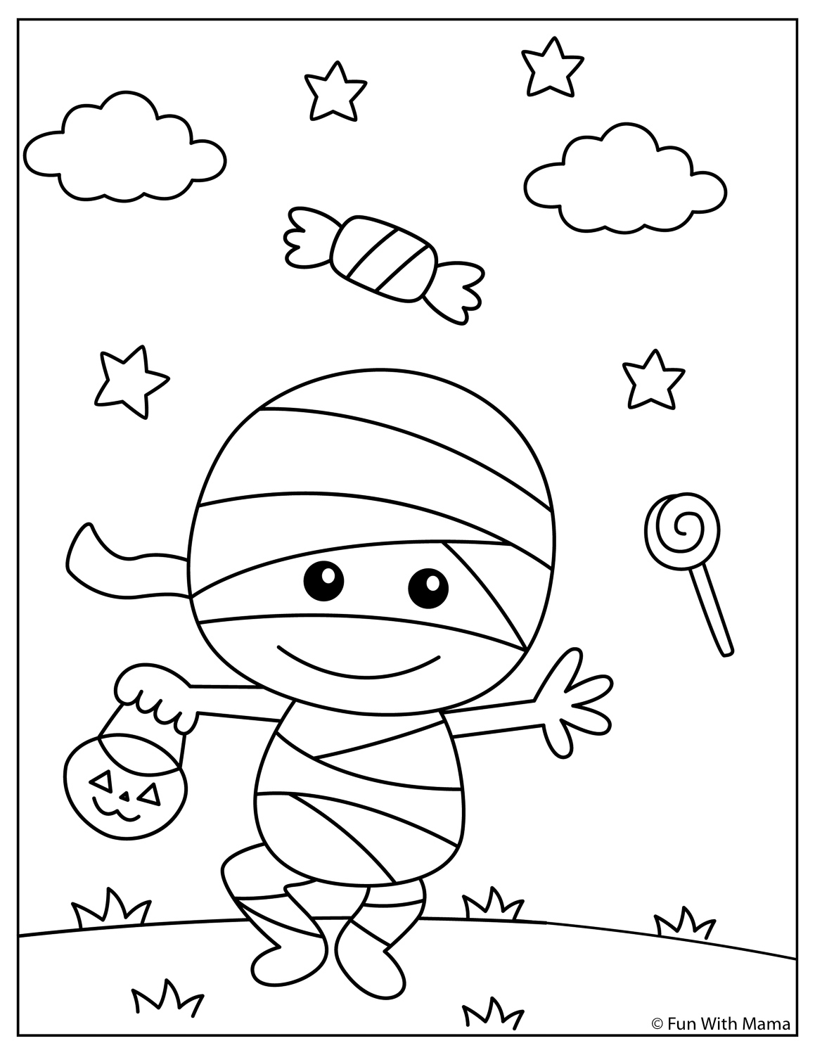 halloween mummy coloring page