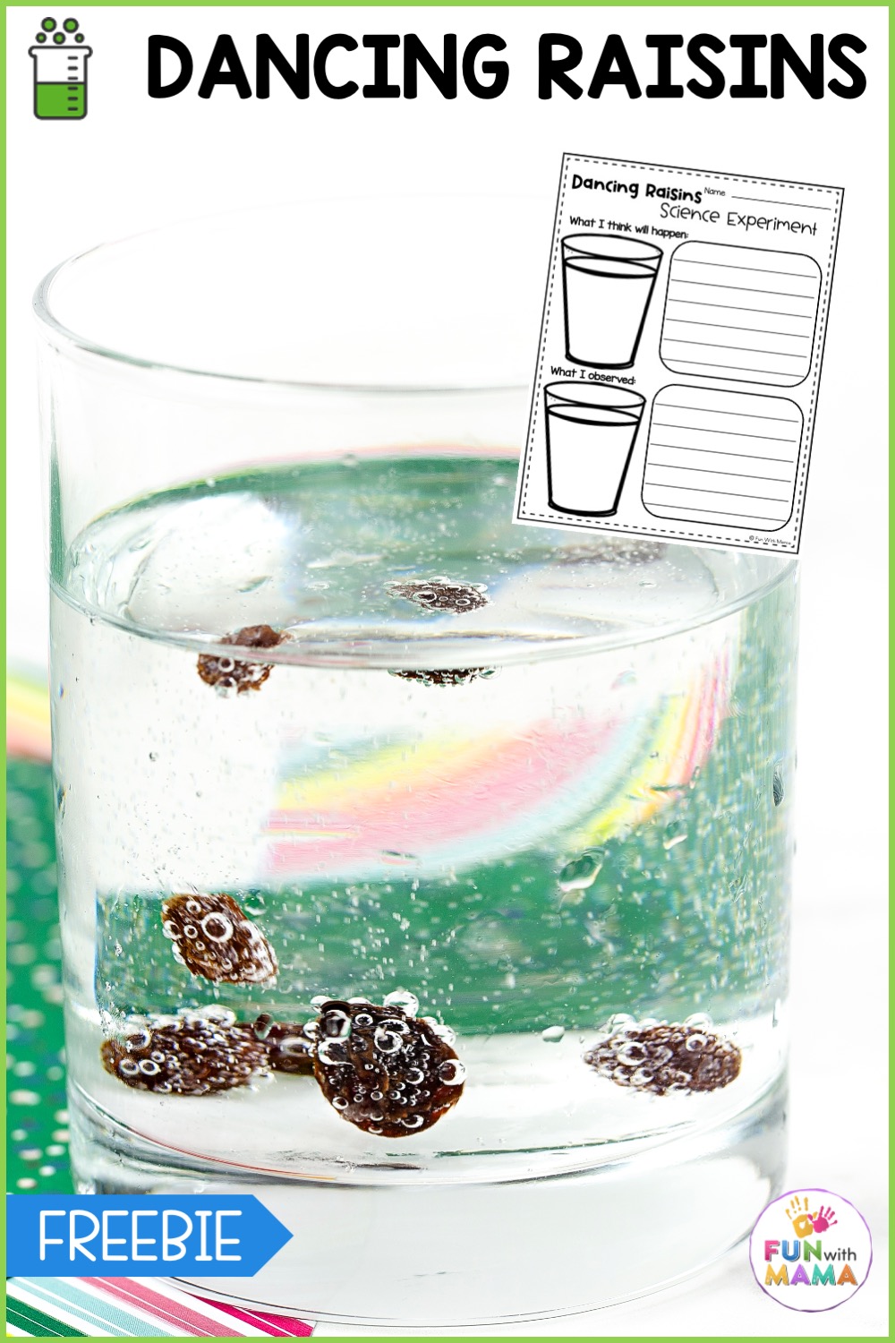 dancing raisins science experiment pin