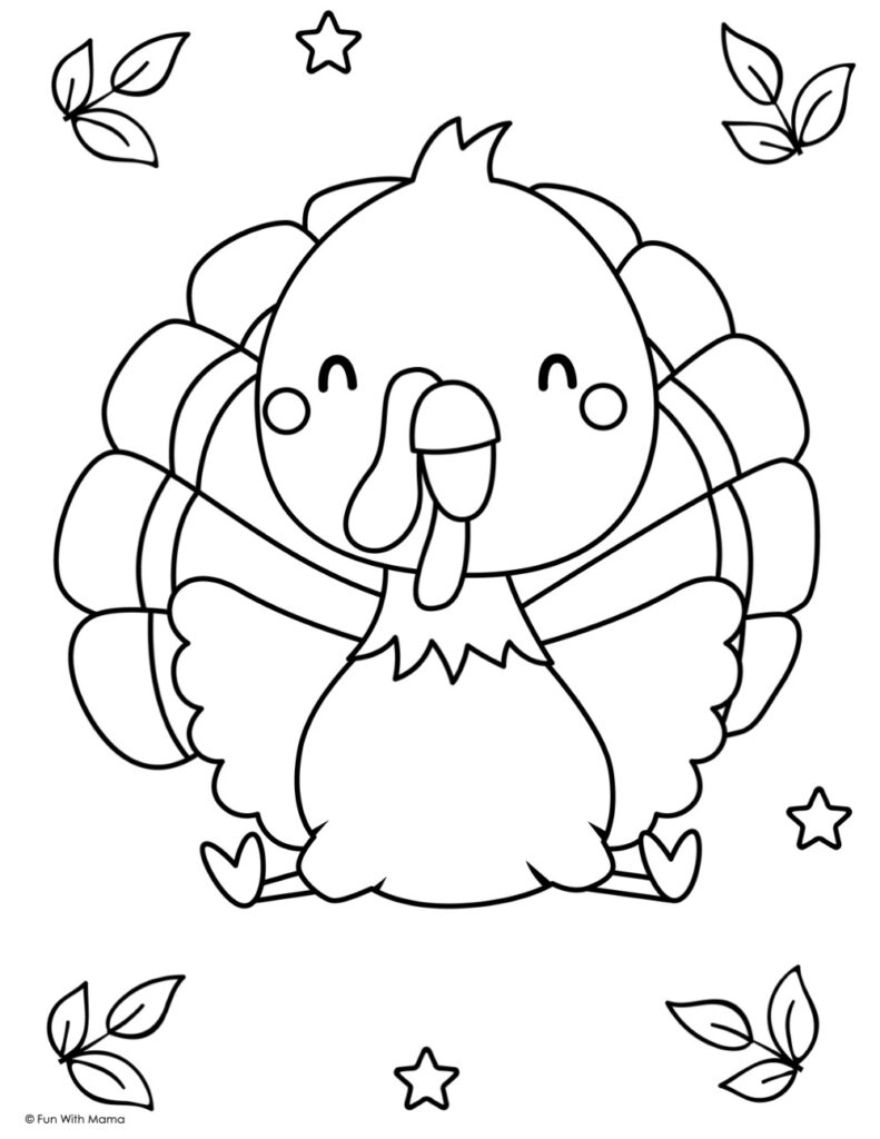 thanksgiving turkey coloring page for kids