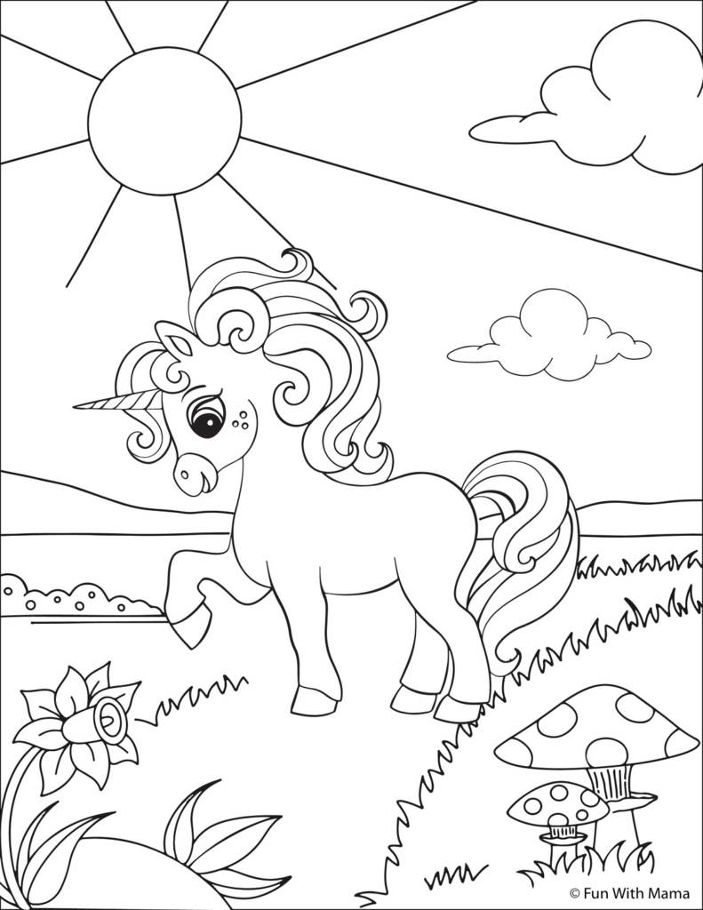 Unicorn Coloring Page With Mane