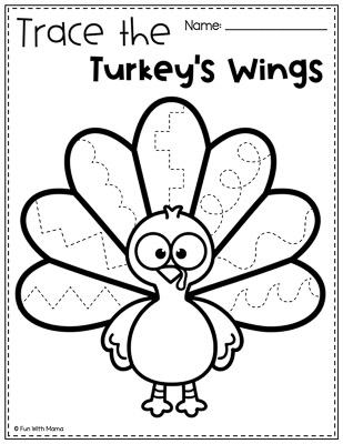 turkey tracing worksheet