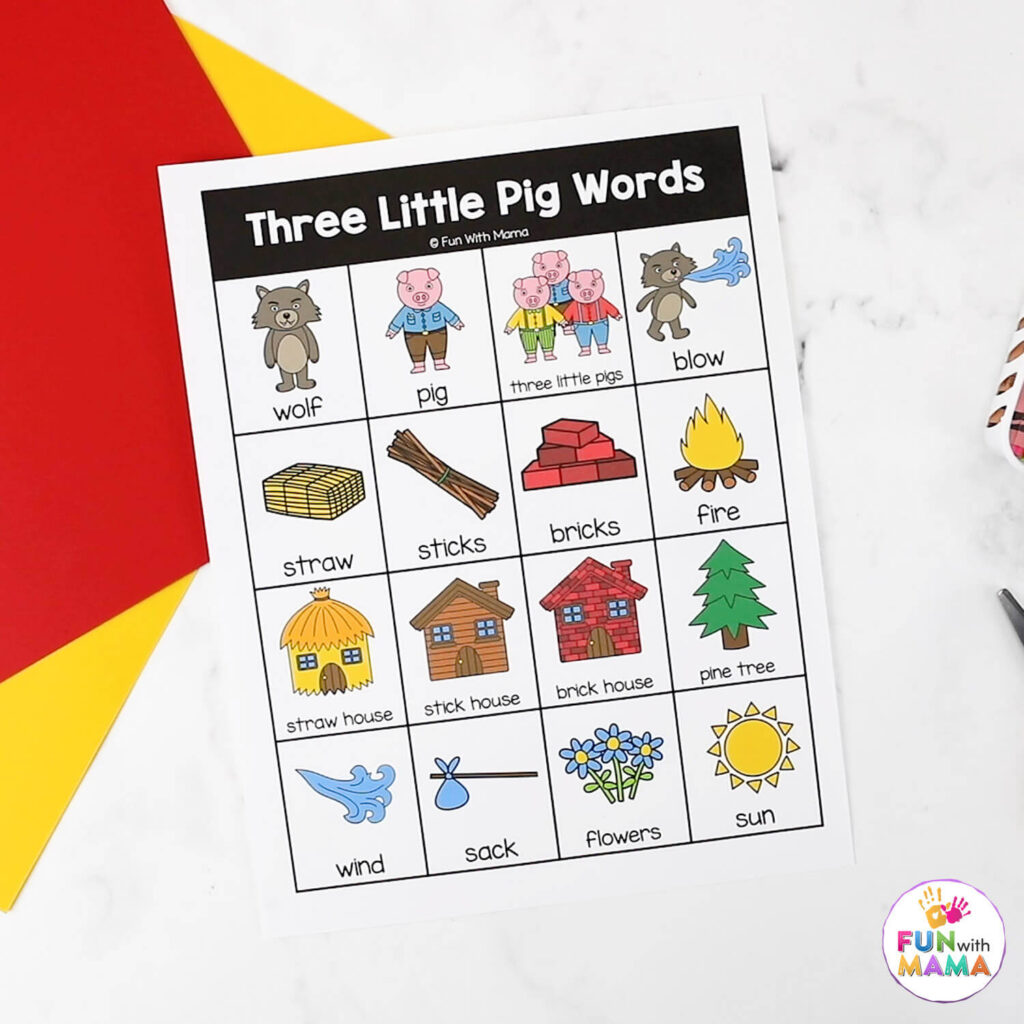 three little pigs vocabulary words