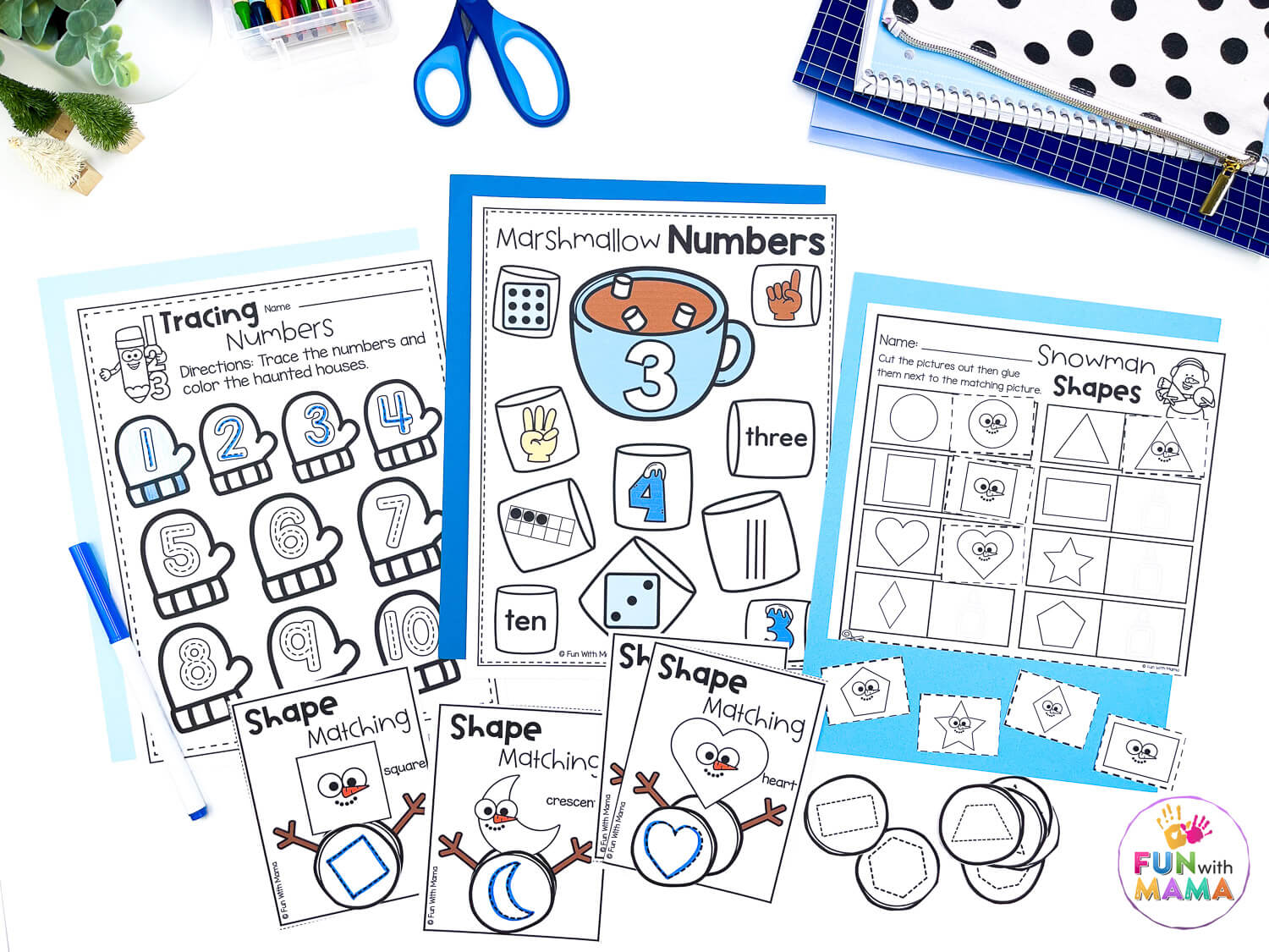 winter math shape and number activities