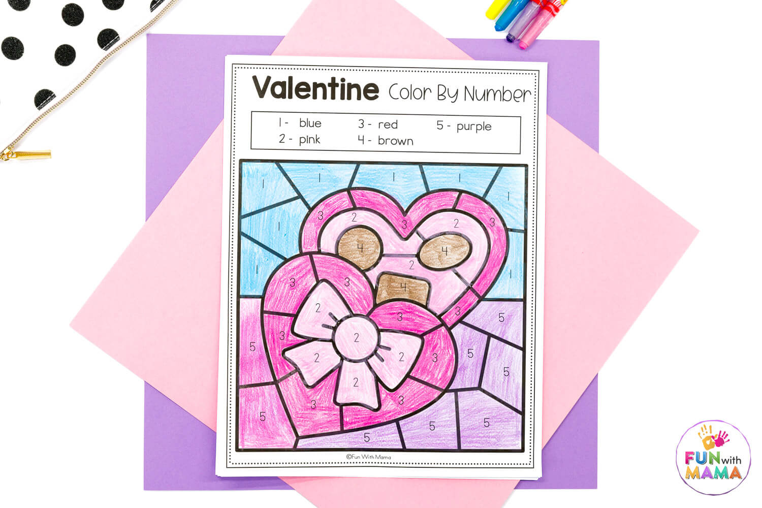 Free Printable Valentines Day Color by Number
