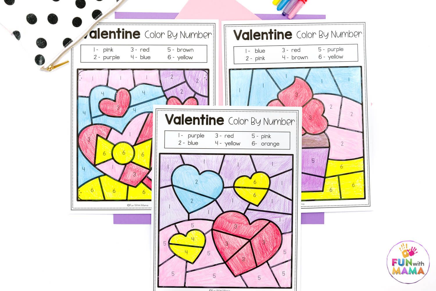 Valentines Color by Number Printable