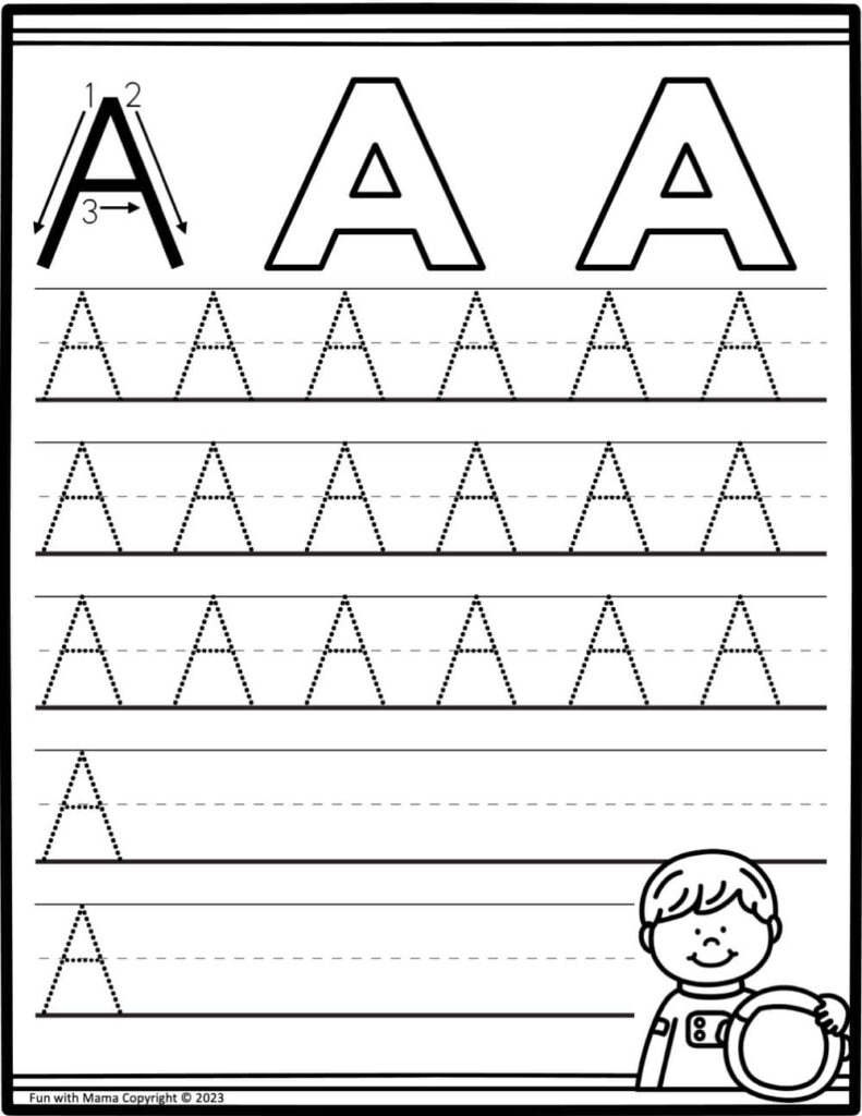 letter a tracing worksheet