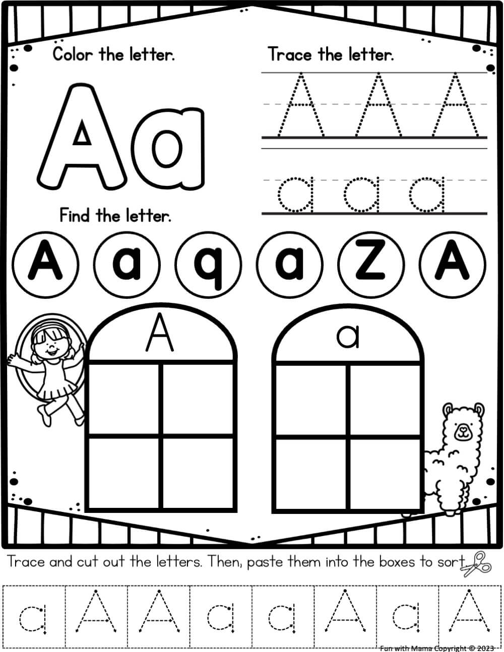 free-letter-a-worksheets-for-preschool-kindergarten-fun-with-mama for Free Printable Cut And Paste Alphabet Worksheets Free Letter A Worksheets For Preschool + Kindergarten - Fun with Mama for Free Printable Cut And Paste Alphabet Worksheets