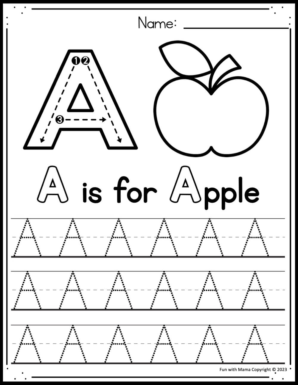 letter a worksheet tracing