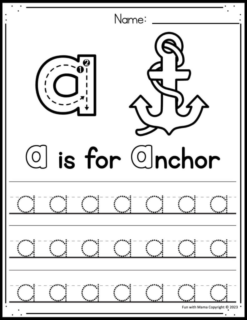 letter a worksheets a is for anchor